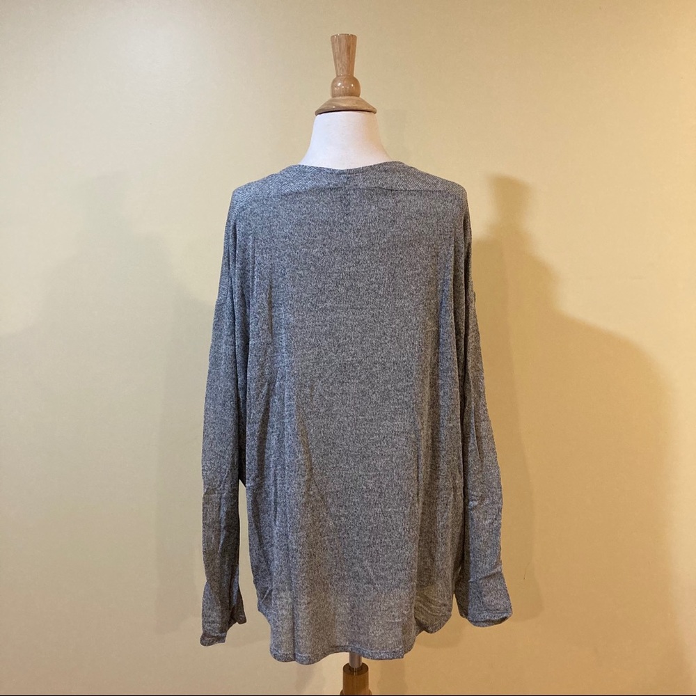 Slouchy Stretchy V Neck Marled Knit Sweater Top - Picture 8 of 10